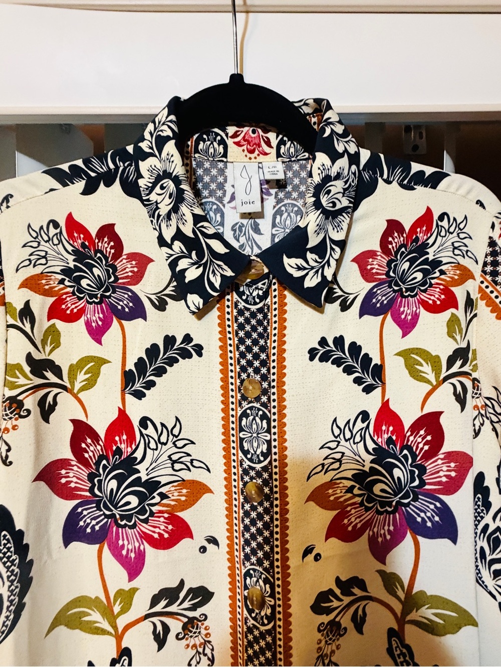 Joie Boho Floral Pineapple Print Ruffle Hem Dress - Size Large - Picture 9 of 12